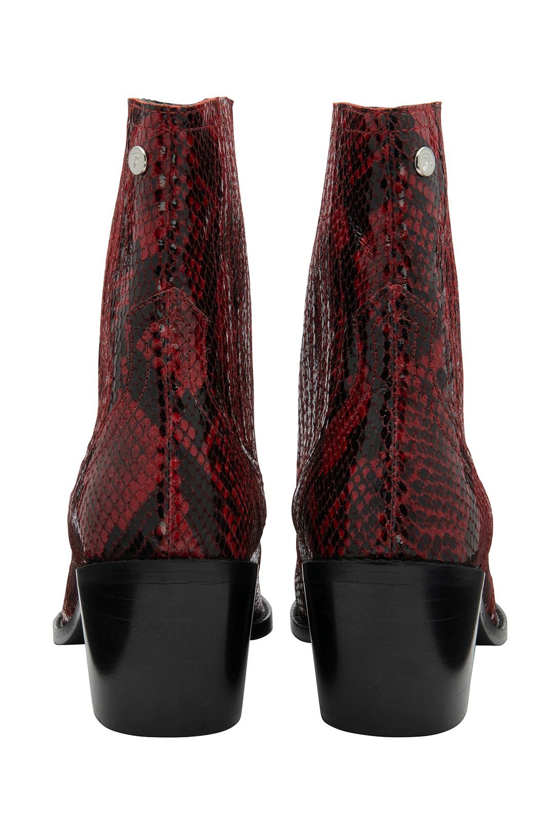 Ravel Ravel Women's 'Langton' Snake-Print Leather Ankle Boots in Red - 3