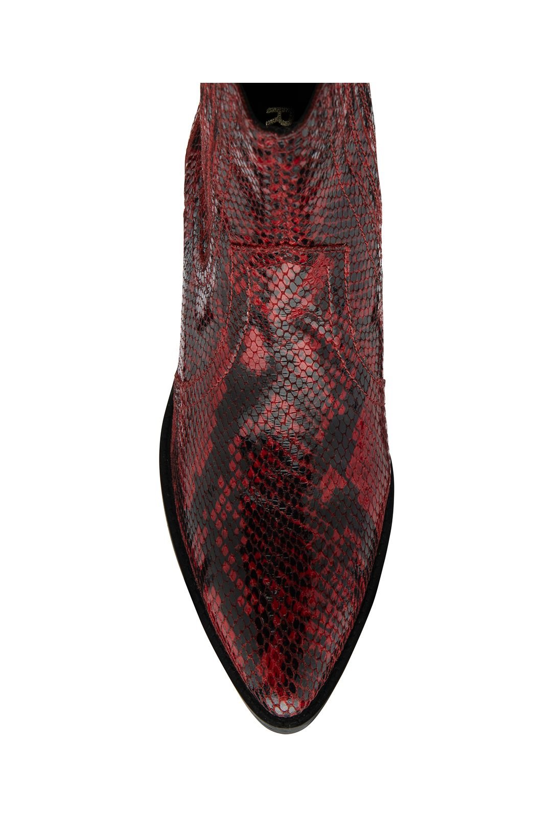 Ravel Ravel Women's 'Langton' Snake-Print Leather Ankle Boots in Red - 4