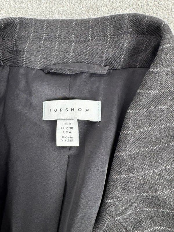 Topshop Topshop Grey Pinstripe Oversized Dad Blazer Size 10 | Brand New with Tags | RRP: £65.00