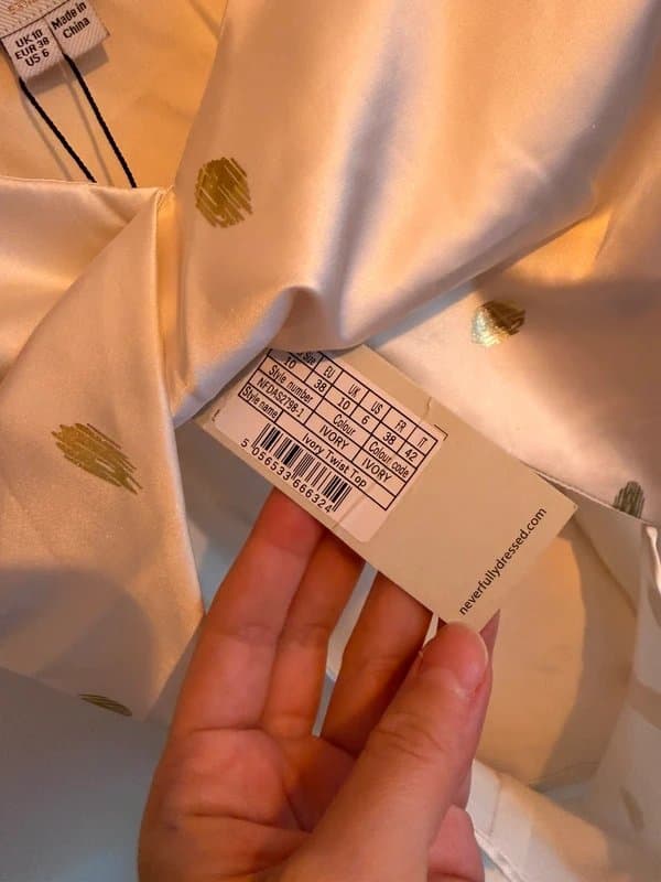 Never Fully Dressed Never Fully Dressed Ivory Twist Top with Gold Foil Polka Dots – UK 10 – BNWT