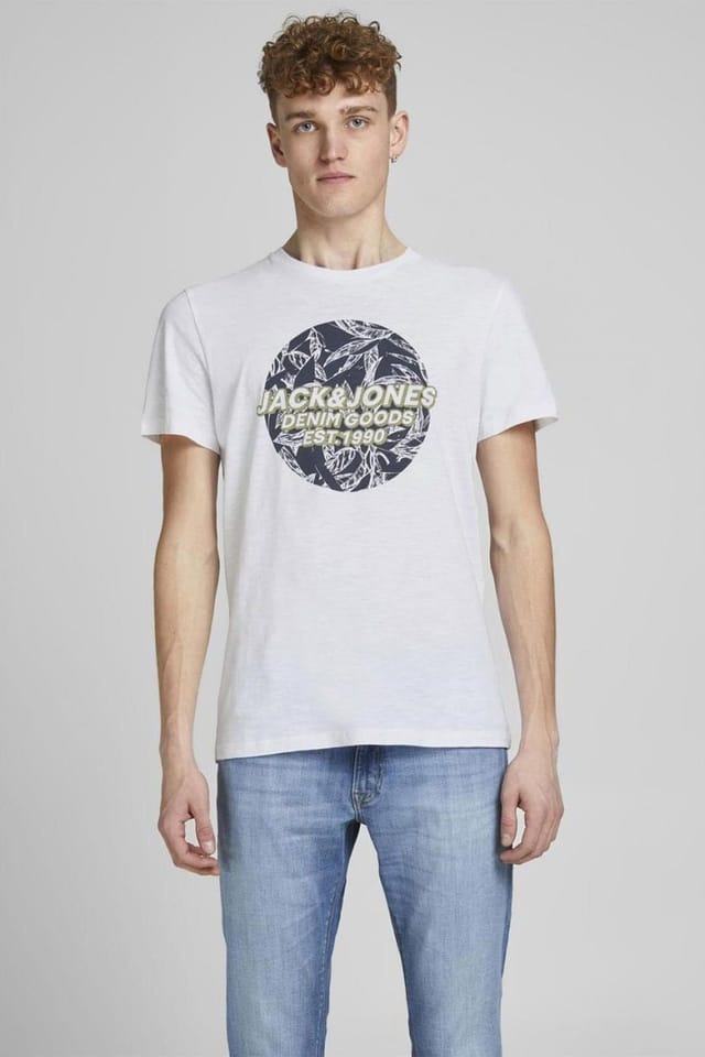 jack & jones Jack & Jones Men's casual cotton T-Shirt crew neck, short sleeves White, XS in White - 2