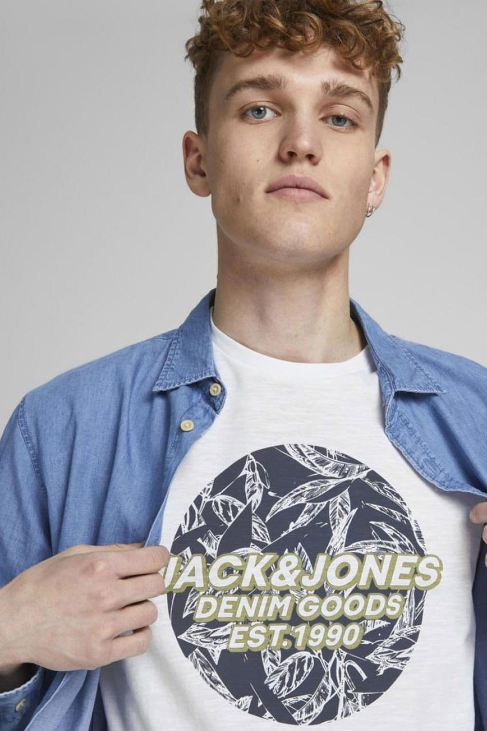 jack & jones Jack & Jones Men's casual cotton T-Shirt crew neck, short sleeves White, XS in White - 4