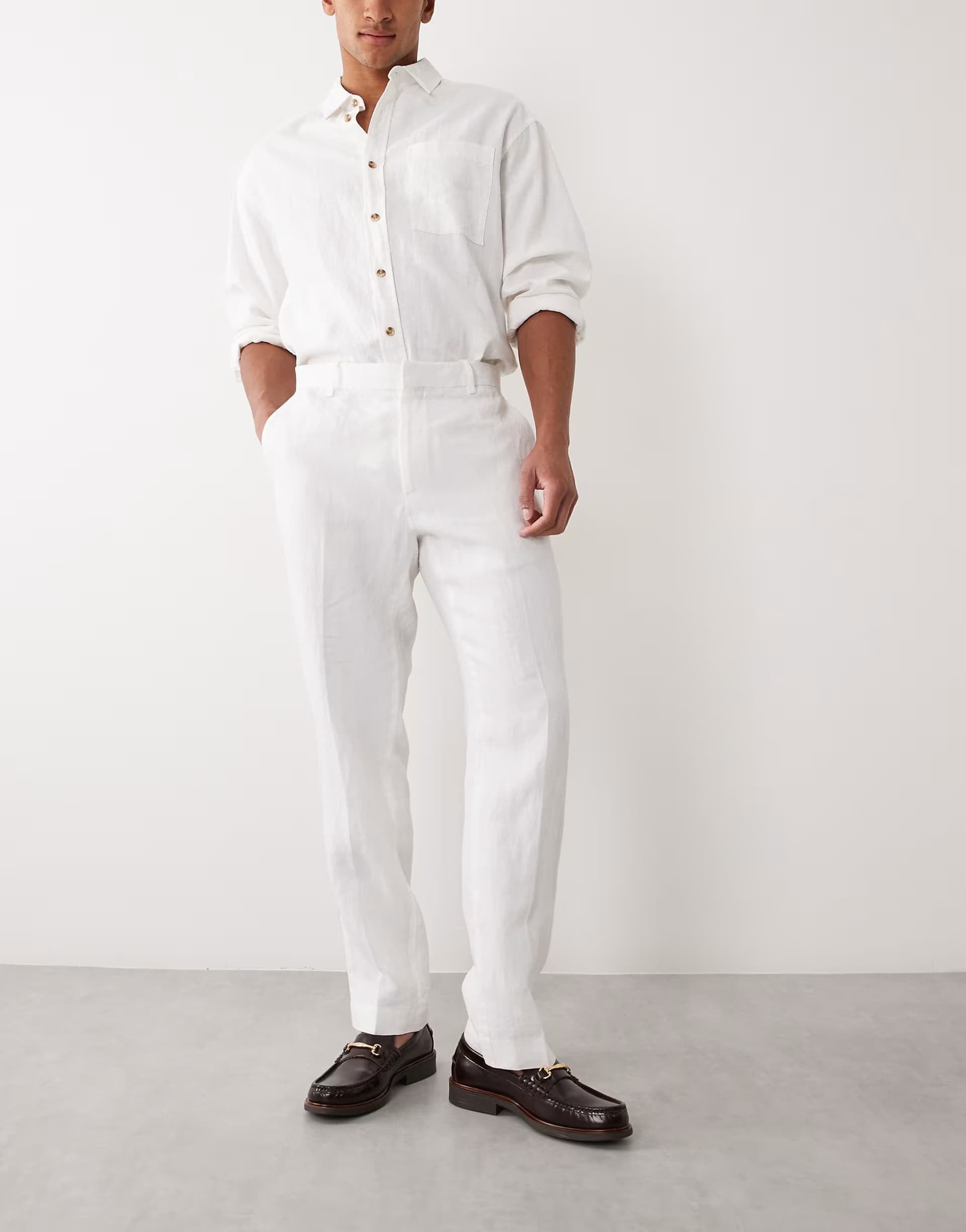 ASOS ASOS Mango White Linen Front Pleat Trousers