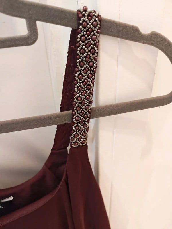 New Look Burgundy Embellished Sleeve Crop Top