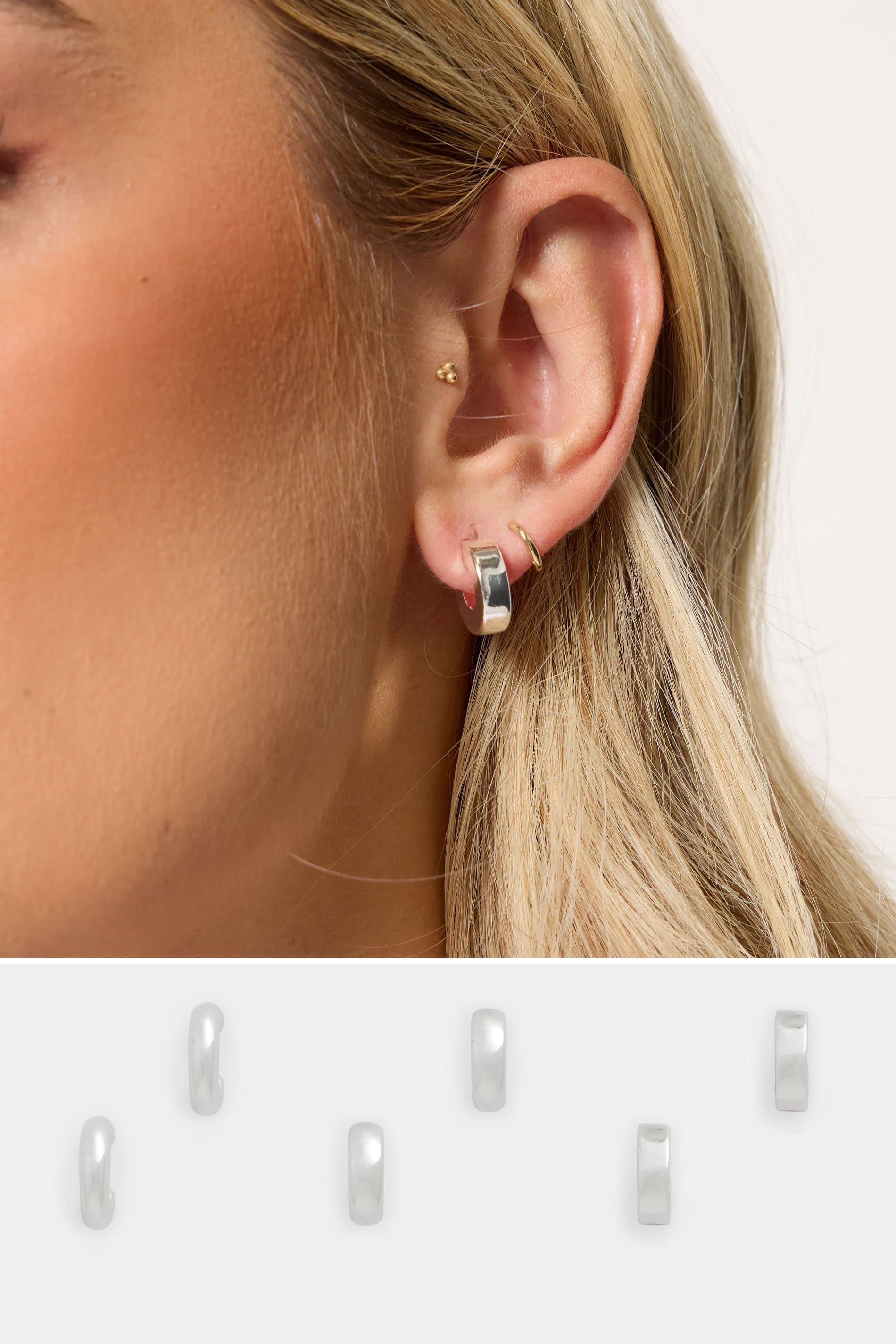 Yours 3 Pack Silver Tone Mini Hoop Earrings