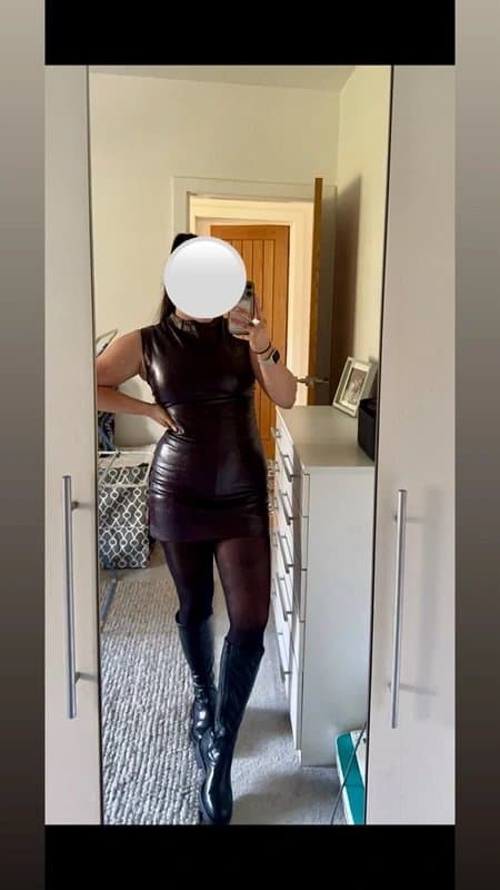 Bershka Bershka Burgundy Faux Leather Dress