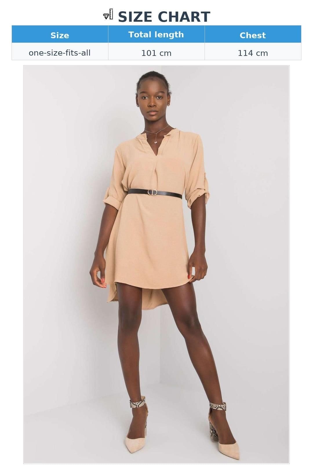 Love Lace Love Lace Women's Summer Straight Cut Day Dress with Belt in Beige - 4