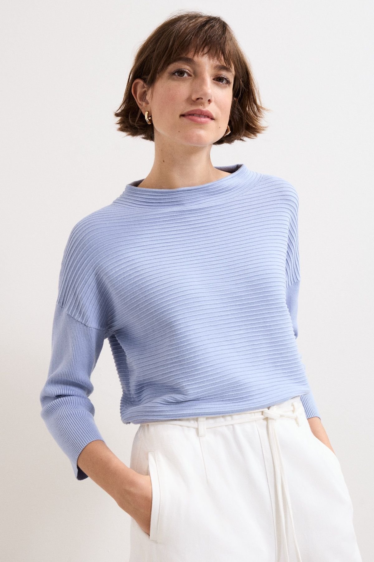 Phase Eight Phase Eight Women's Elise Ripple Long Sleeve Jumper in Baby Blue - 1