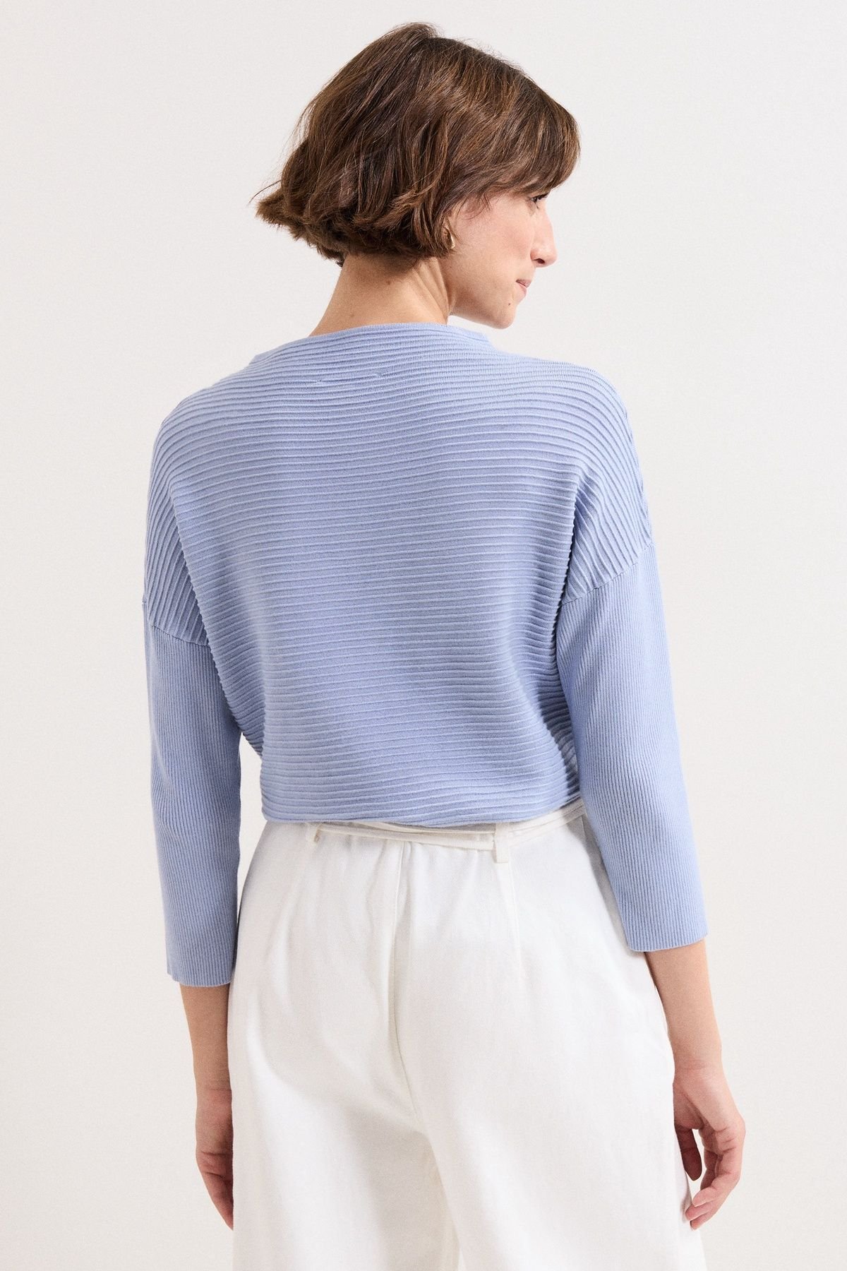 Phase Eight Phase Eight Women's Elise Ripple Long Sleeve Jumper in Baby Blue - 4