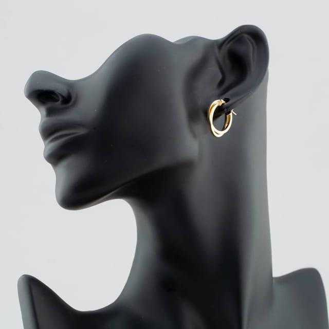 T.H.Baker T.H.Baker Women's 9ct Yellow Gold Crossover Double Hoop Earrings ER386 - 2
