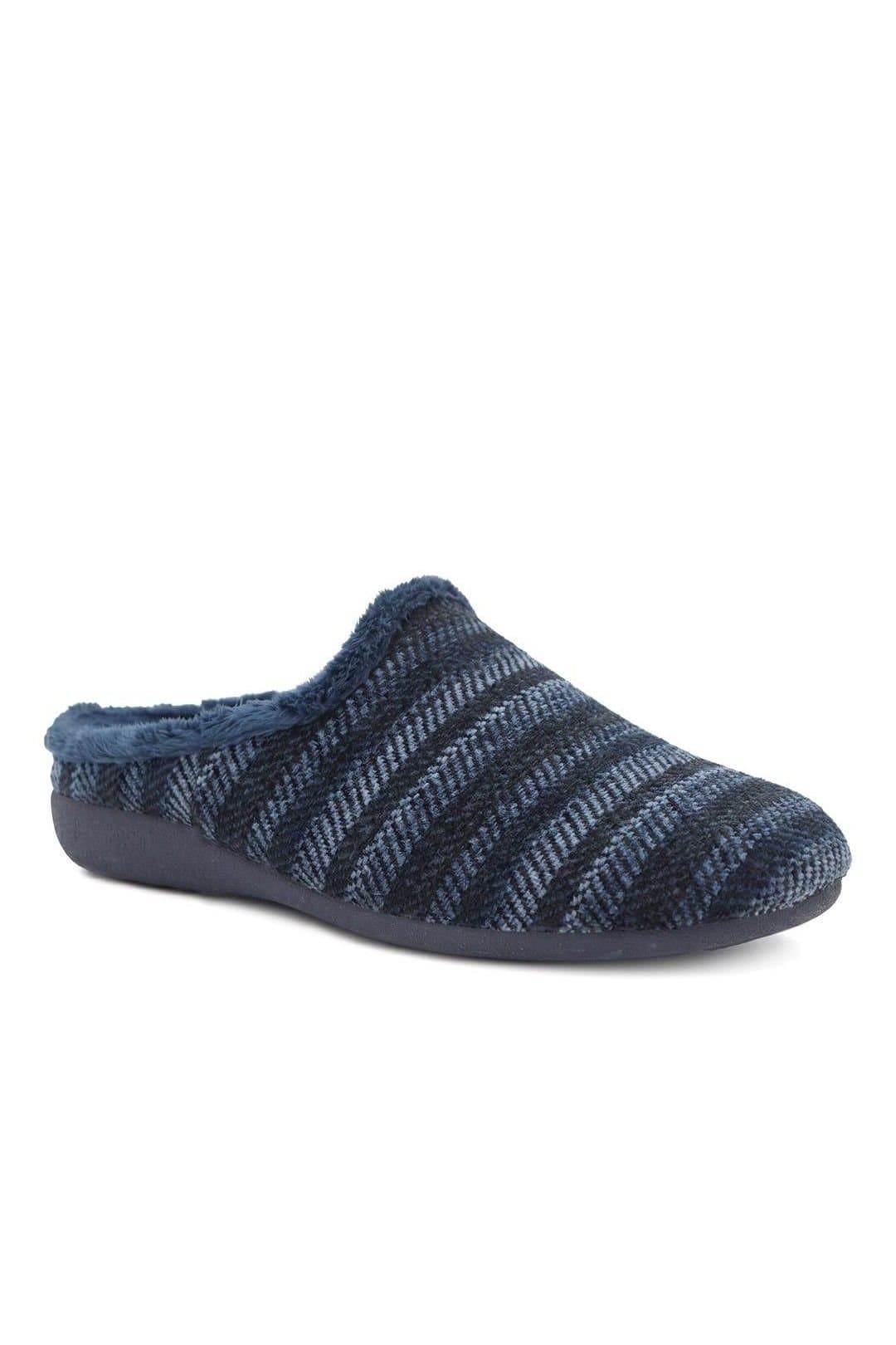 Pavers Pavers Men's Warm Lined Luxury Mule Slippers in Navy