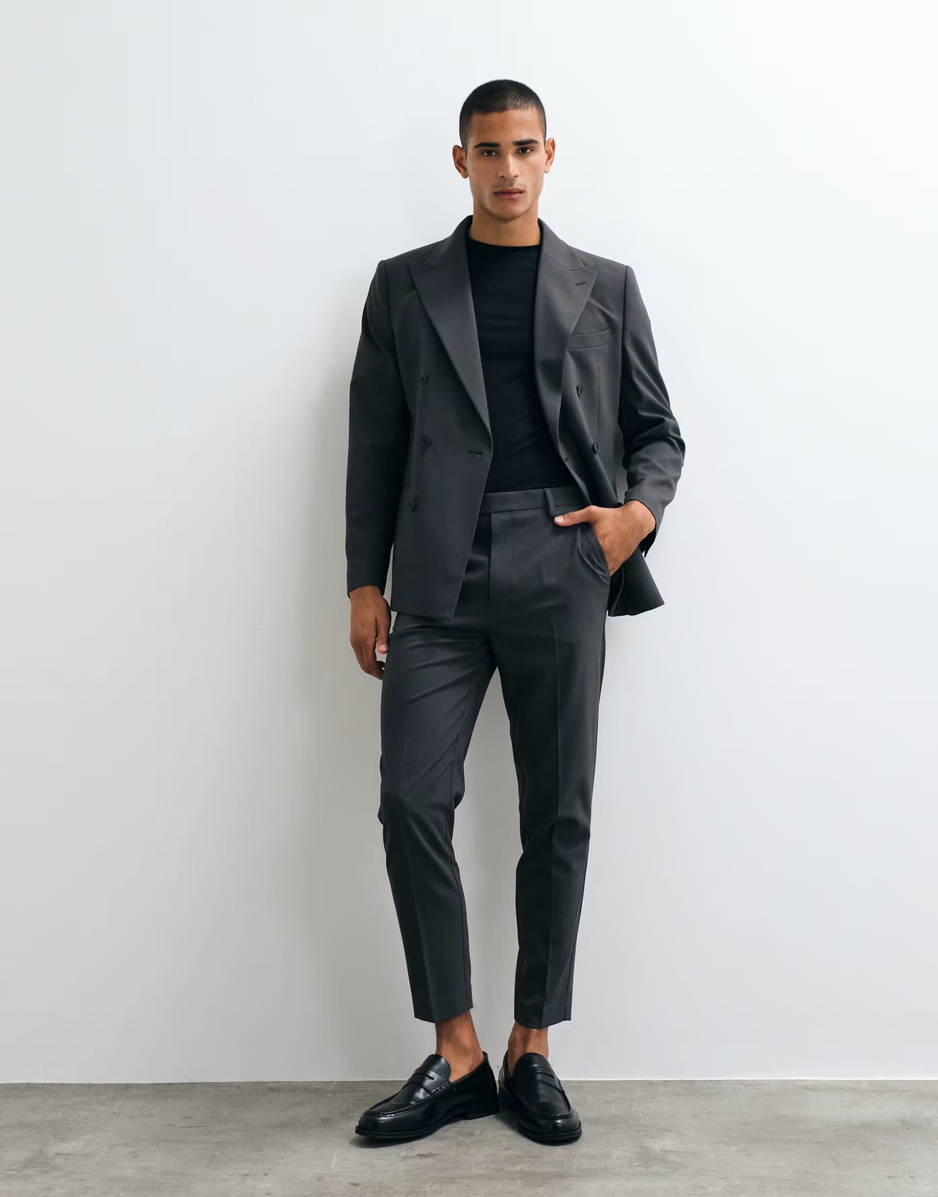 ASOS ASOS DESIGN tapered suit trousers in dark grey