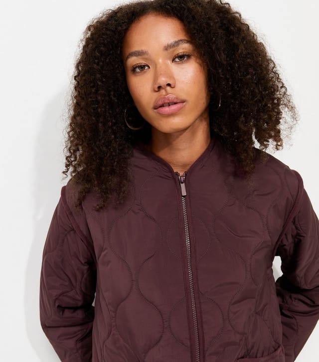 New Look Women's Dark Burgundy Quilted Padded Jacket New Look - 2
