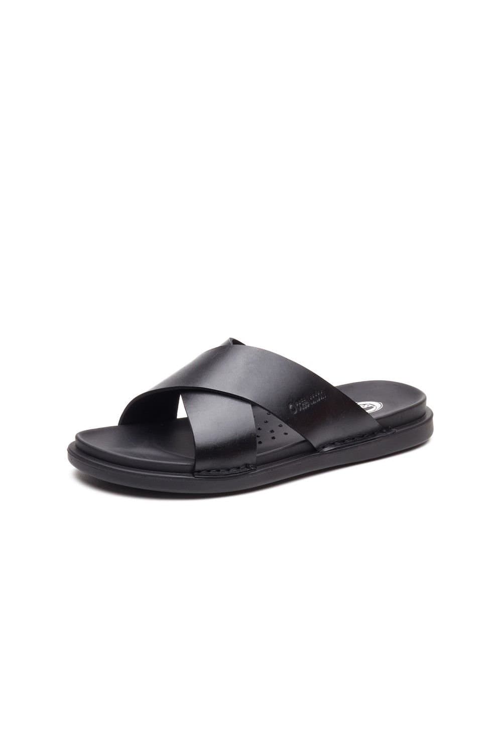 Base London Base London Men's Drift Cross Strap Sandal in Black