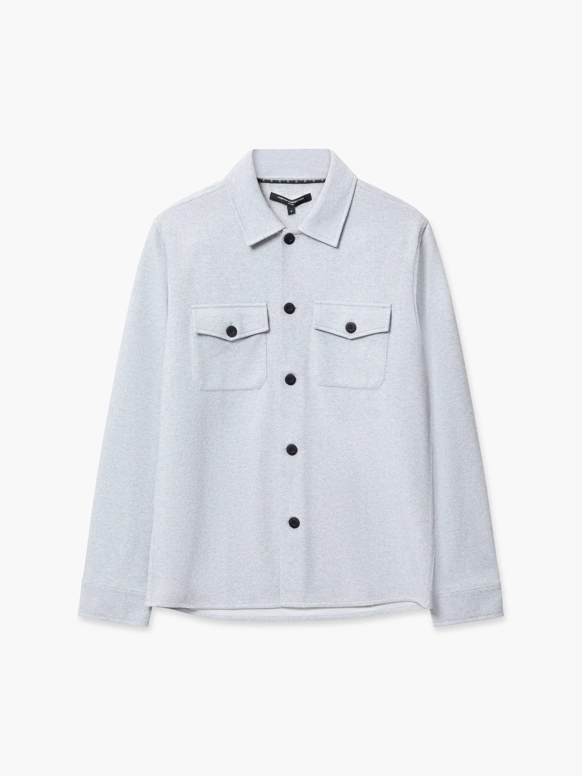 French Connection Heather Grey Canvas Jersey Overshirt