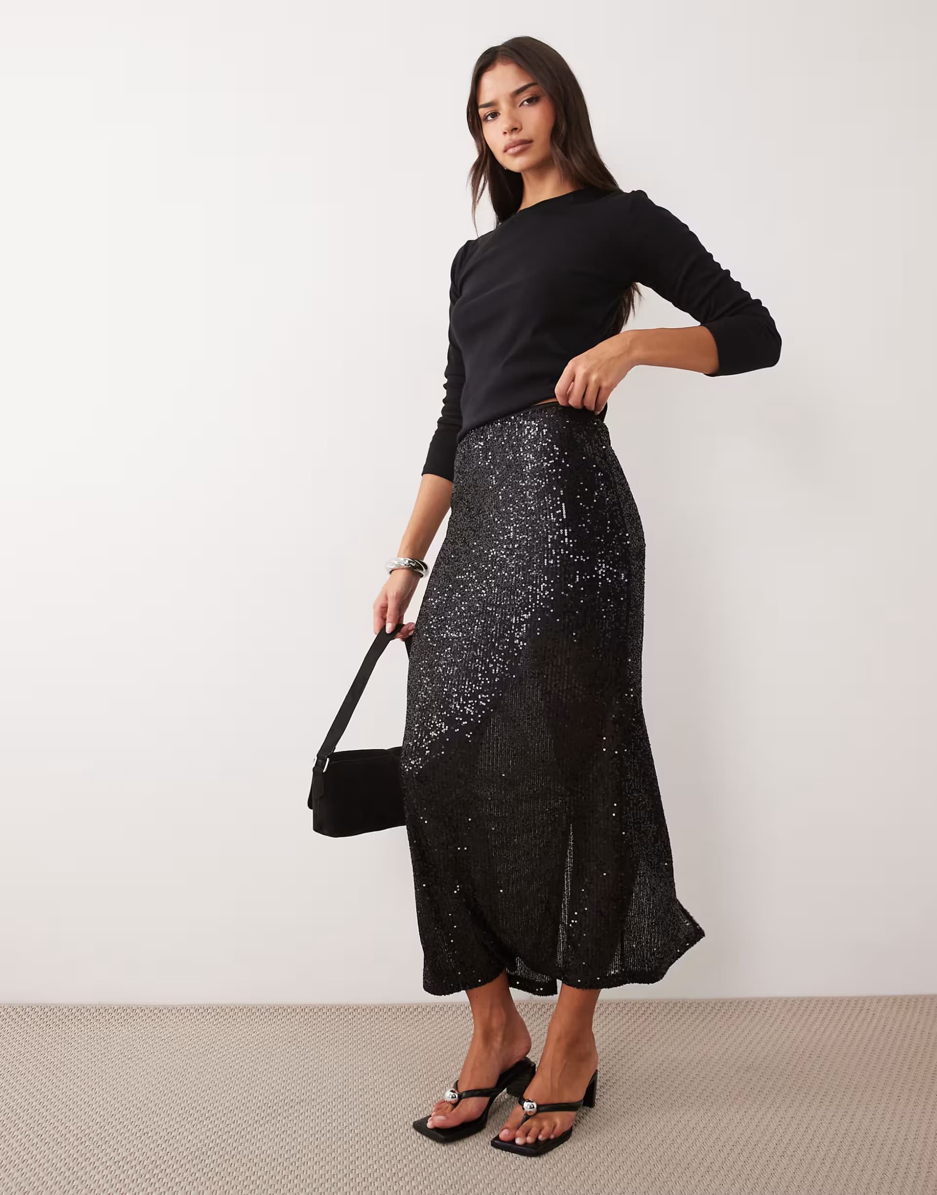 ASOS ASOS DESIGN allover sequin maxi skirt in black
