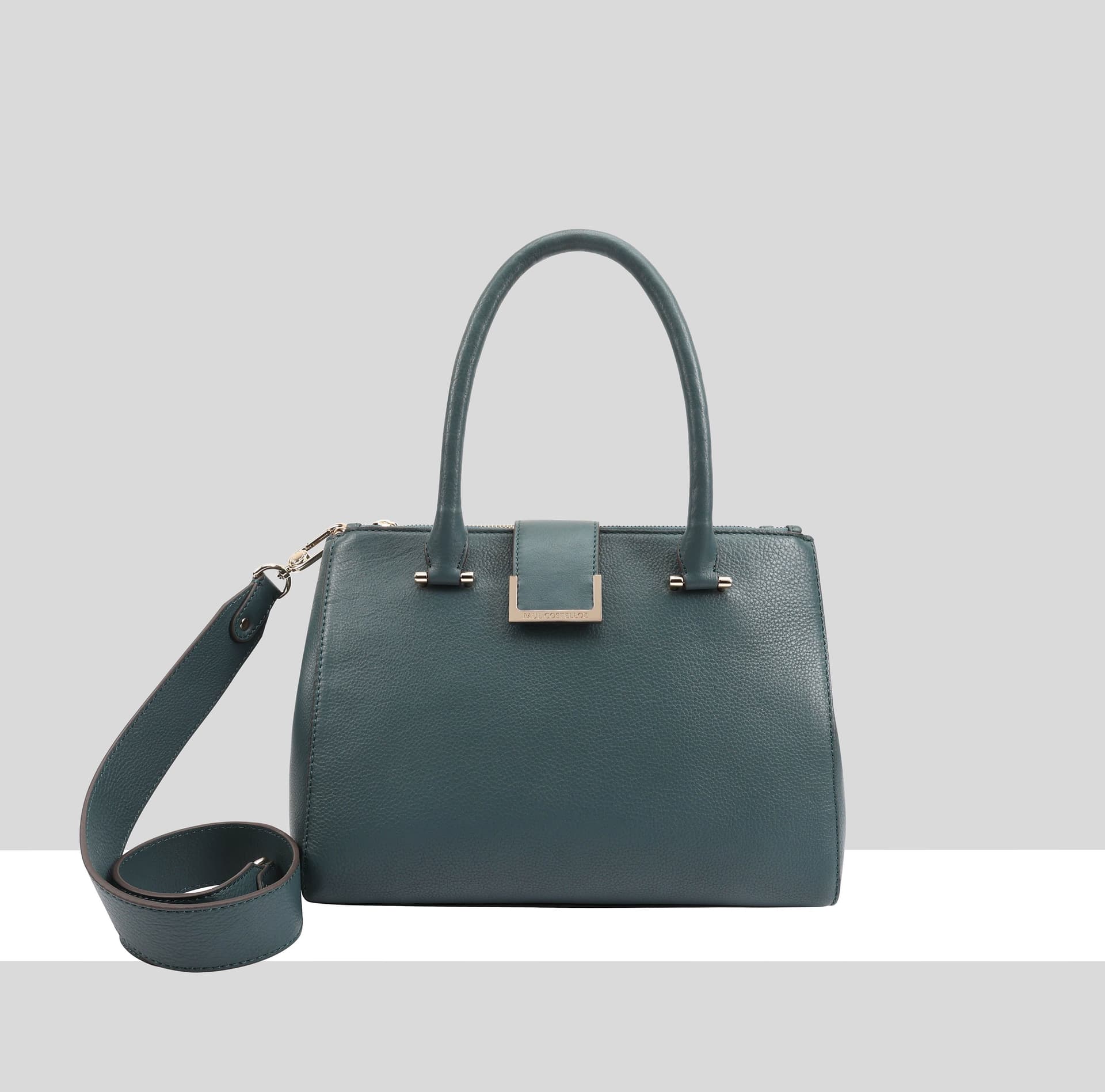 Paul Costelloe Paul Costelloe Women's Miami Leather Shoulder Bag in Dark Green