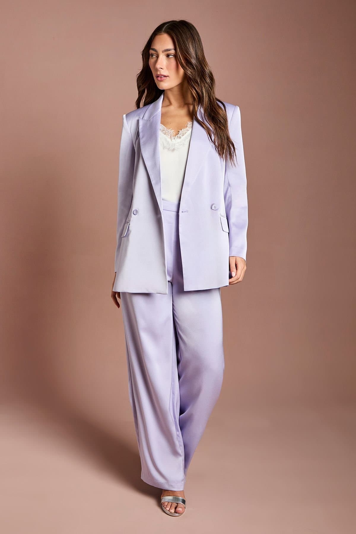 Coast Coast Women's Satin Flare Trouser in Lilac