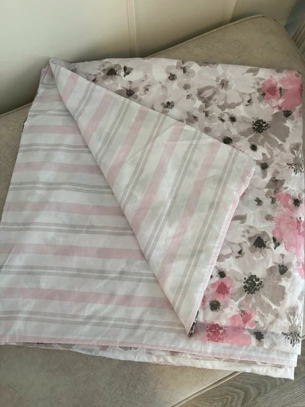 Next Next King Size Reversible Floral Duvet Cover Set Pink Grey Shabby Chic Bedding