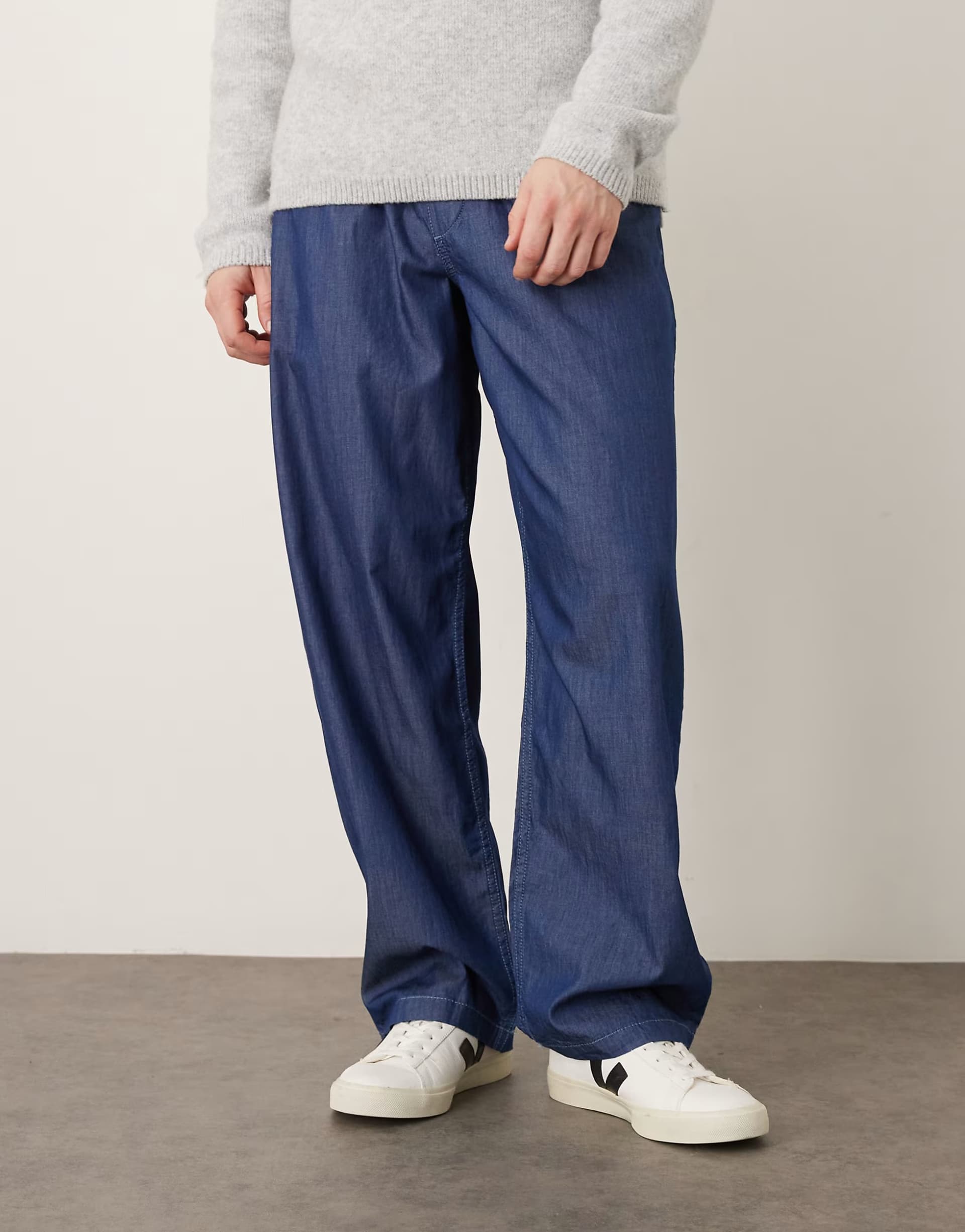 ASOS ASOS DESIGN loose straight fit trousers in chambray