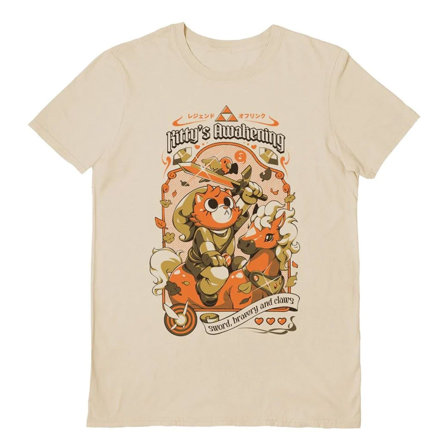 Ilustrata Ilustrata Men's Kitty´s To The Past T-Shirt in Cream