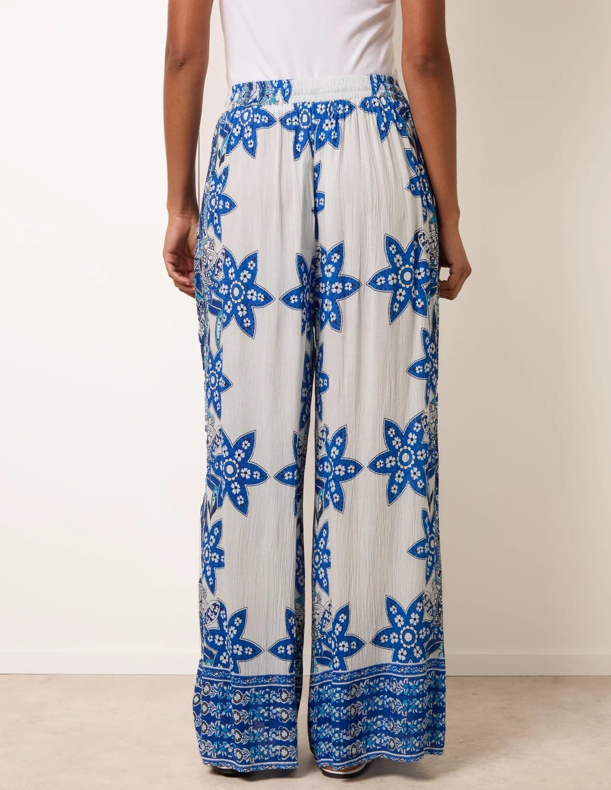 Blue Vanilla Paisley Floral Wide Leg Printed Trousers - 4