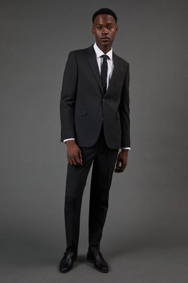 Burton Burton Men's Charcoal Slim Fit Essential Suit Jacket - 2