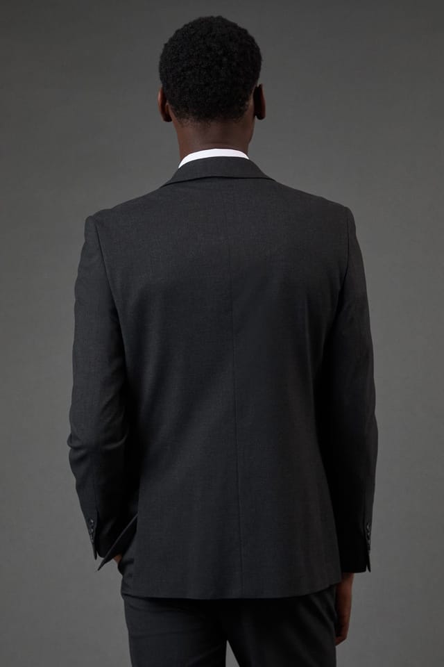 Burton Burton Men's Charcoal Slim Fit Essential Suit Jacket - 3