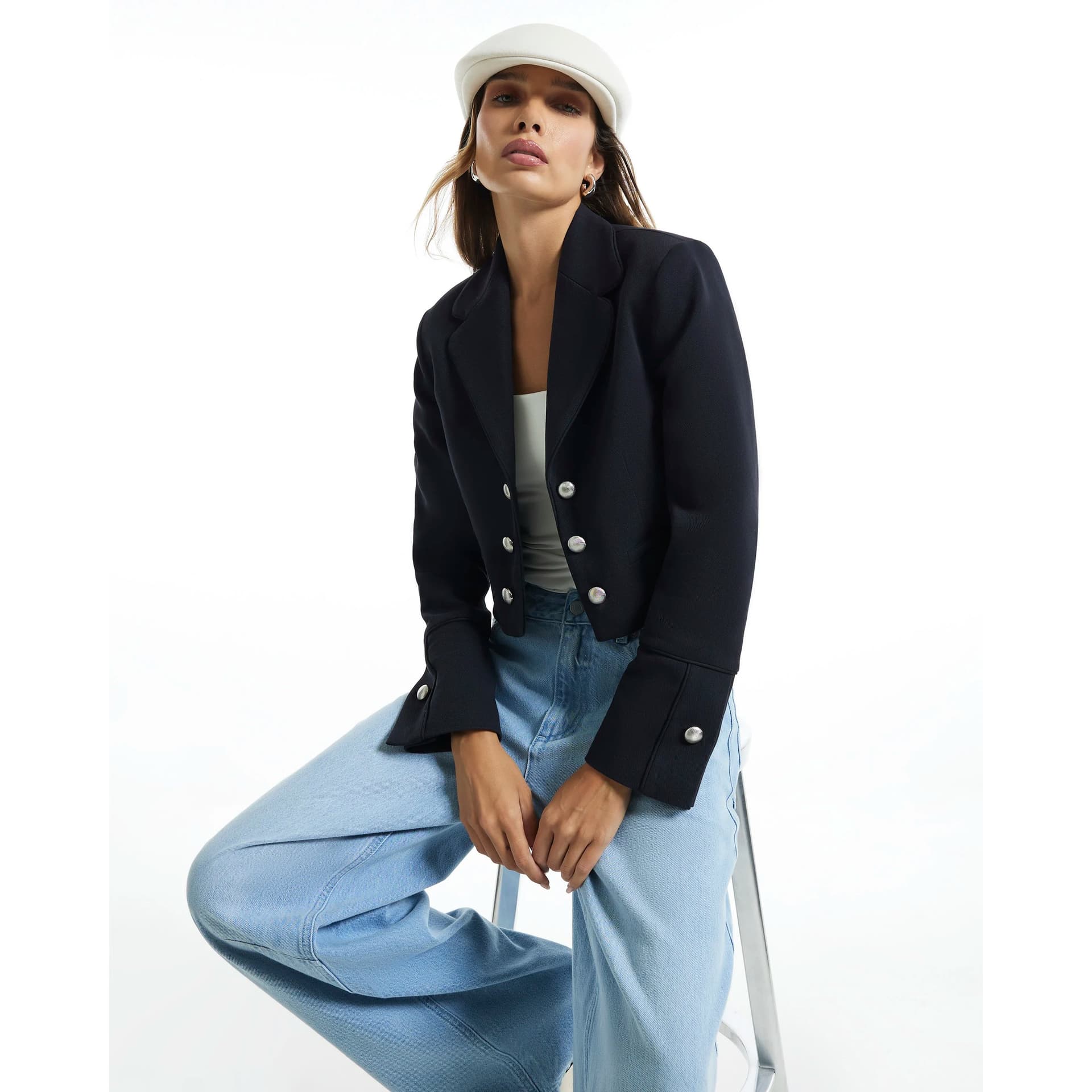 River Island River Island Womens Black Button Drummer Jacket