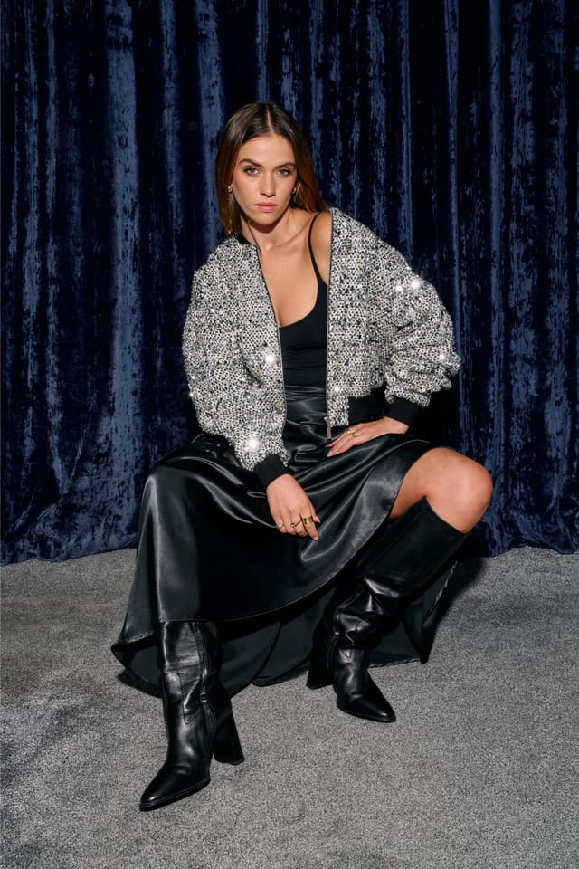 Finding Friday Finding Friday Women's Sequin Boucle Bomber Jacket - 2