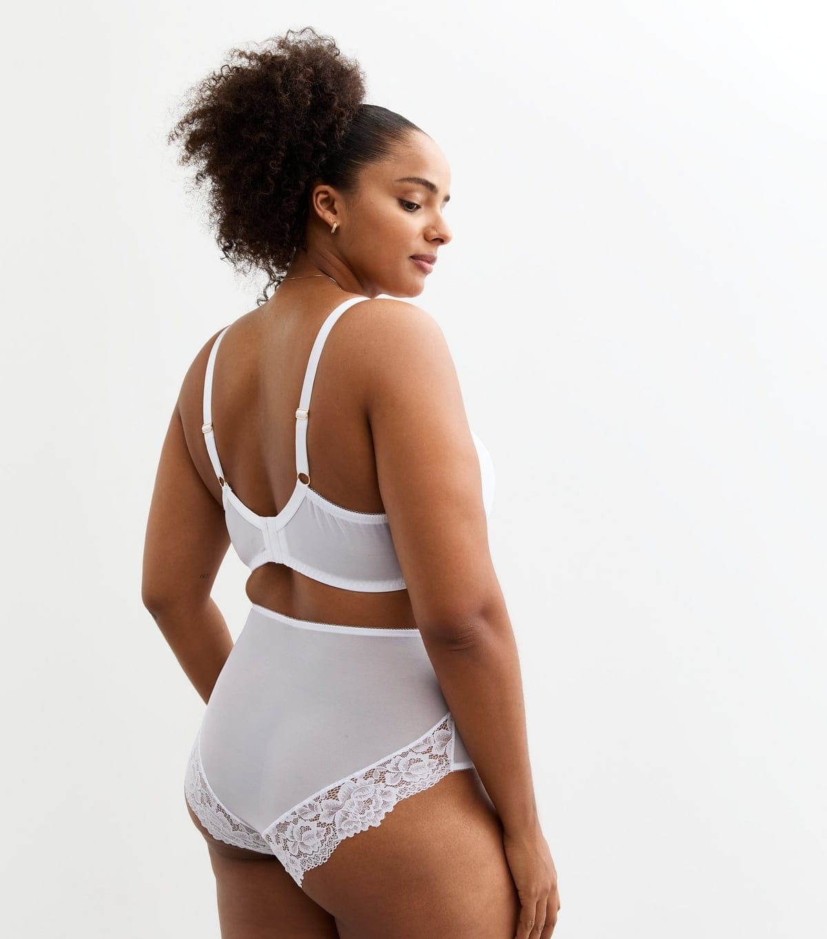 New Look Women's Plus Size White Scalloped Edge Lace Brazilian Briefs Curves New Look - 4