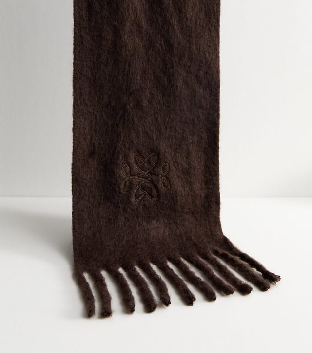 New Look Brown Fridge Embroidered Scarf New Look - 2