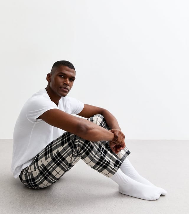 jack & jones Men's Off White Regular Checked Pyjama Bottoms Jack & Jones New Look - 2