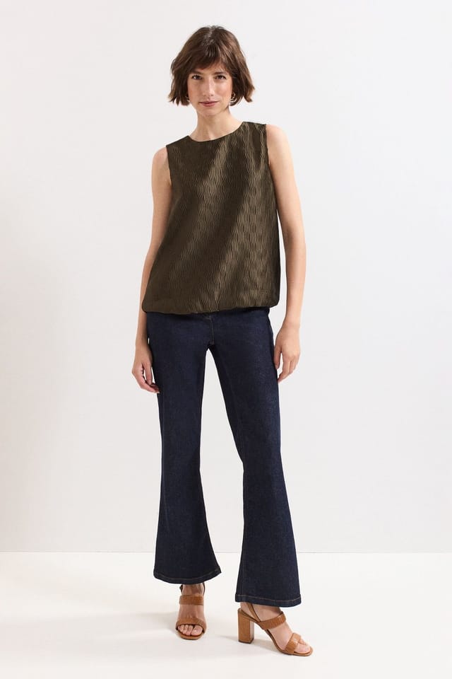 Phase Eight Phase Eight Women's Zula Textured Bubble Sleeveless Blouse in Dark Olive - 3