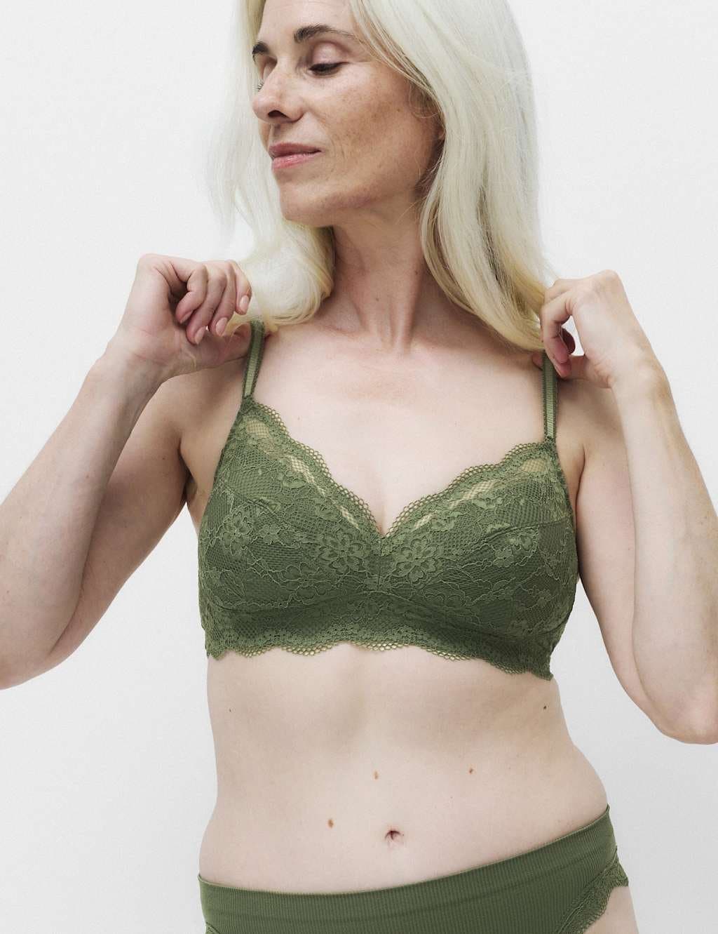 Marks & Spencer M&S Jasmine Lace Non Wired Post Surgery Bra A-E Khaki