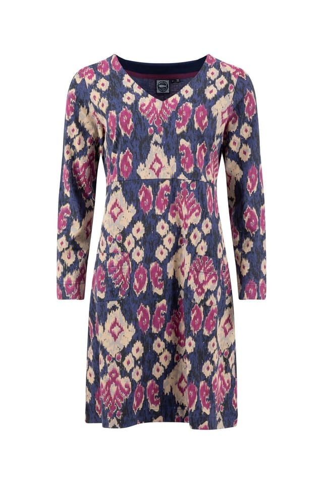 Weird Fish Weird Fish Women's Hope Printed V-Neck Jersey Dress in Baby Blue - 2