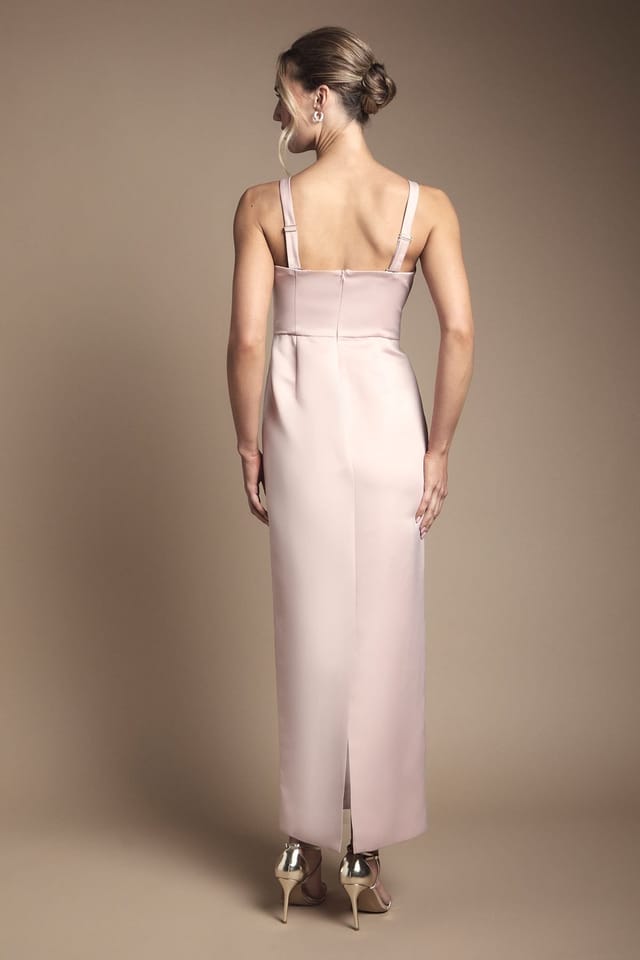 Coast Coast Women's Sweetheart Neck Knot Front Maxi Bridesmaid Dress With Removable Straps in Blush - 3