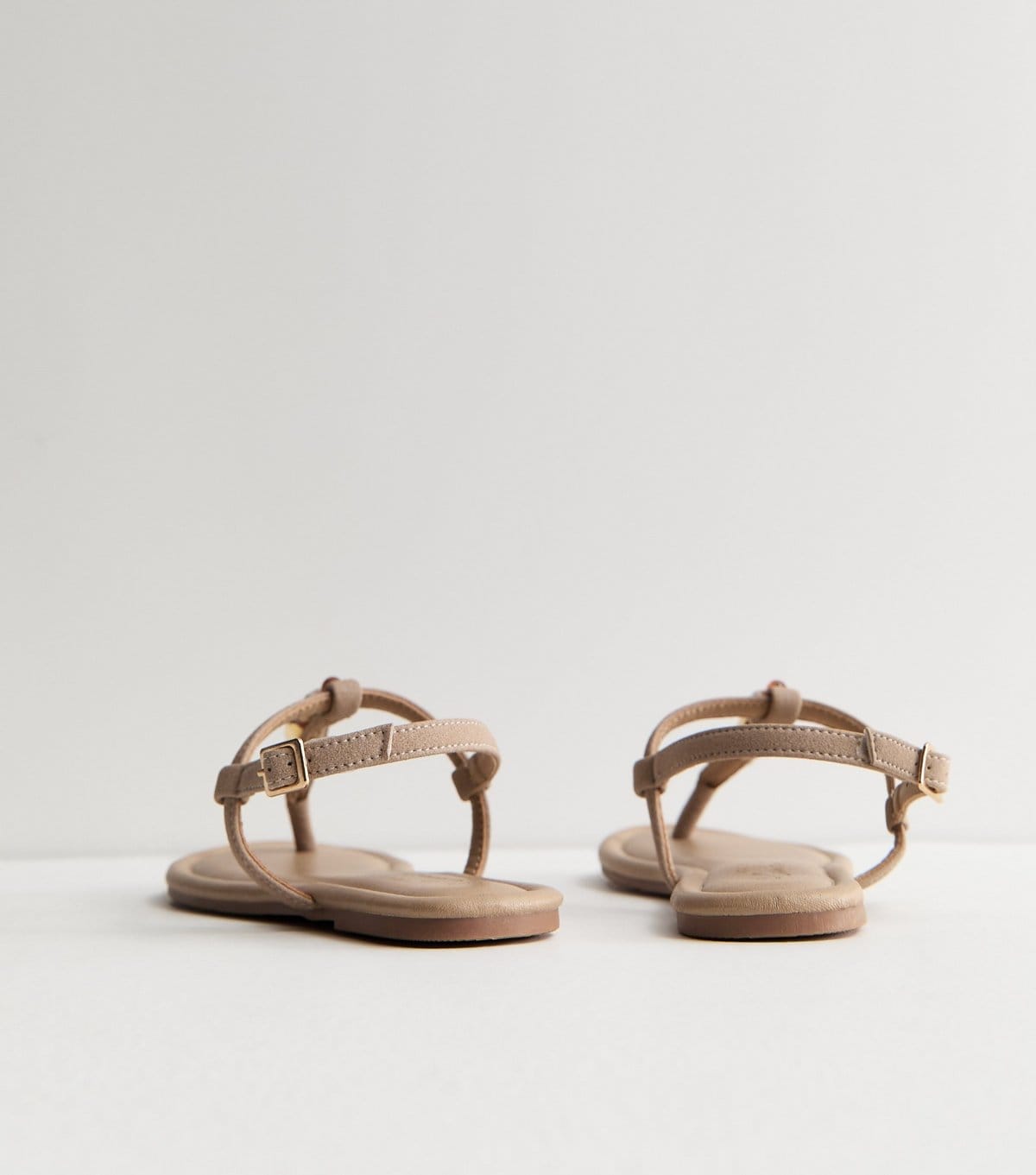 New Look Women's Stone Faux Suede Embellished Strap Sandals Vegan New Look - 4