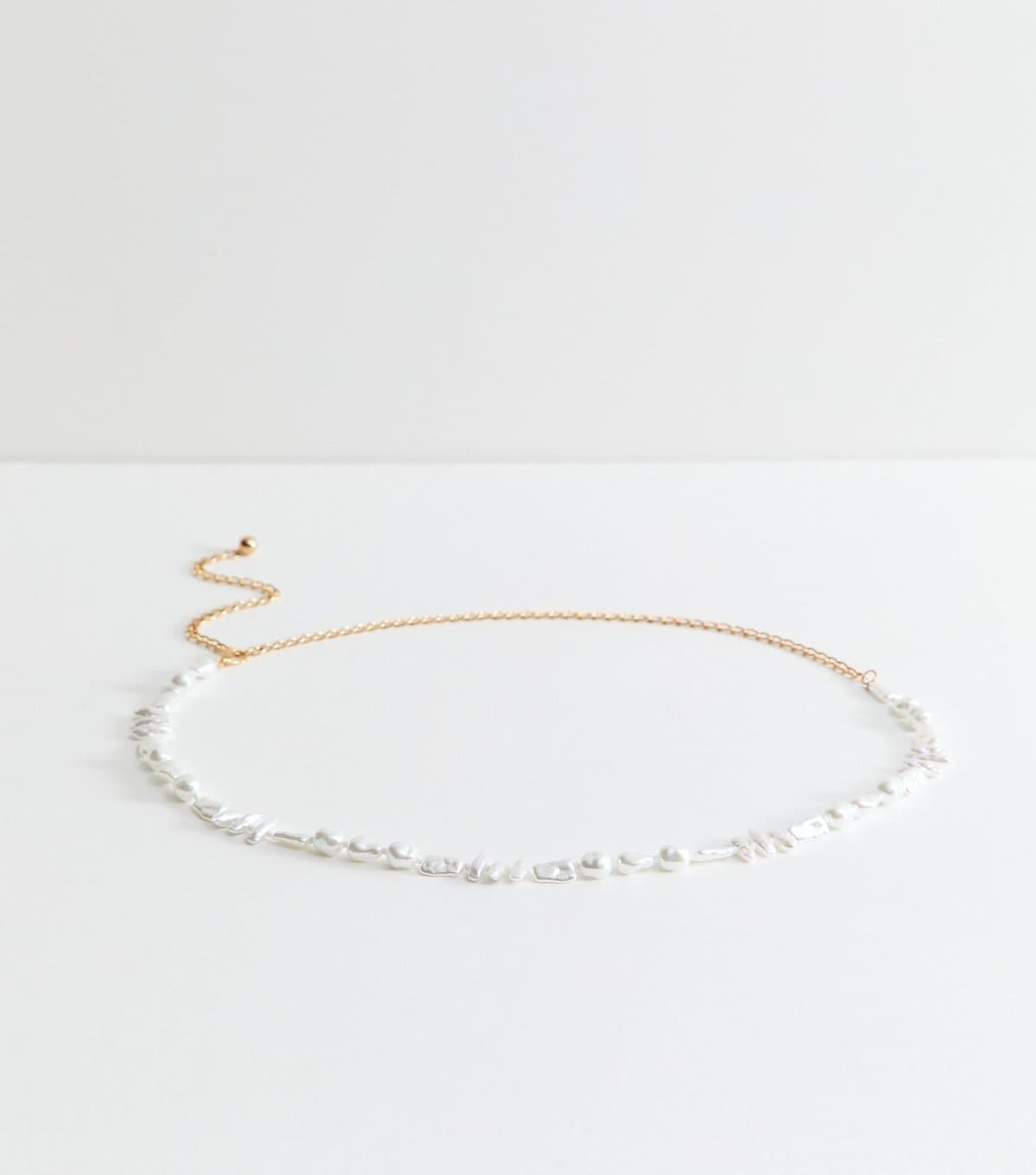 New Look White Faux Pearl Chain Belt New Look