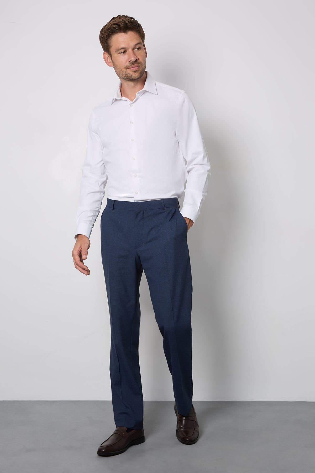 Burton Burton Men's Navy Marl Tailored Fit Suit Trousers