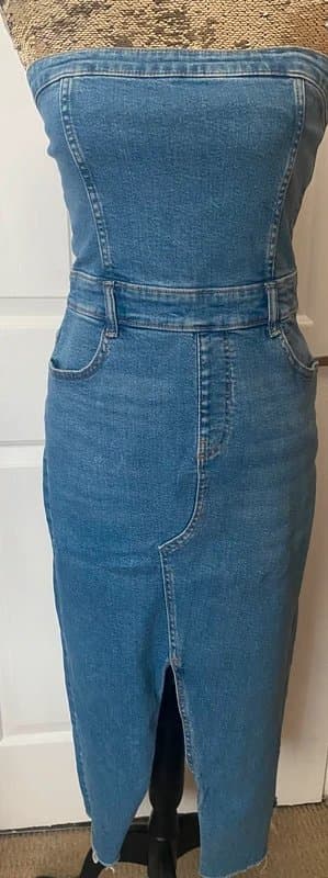 Bershka Berksha denim bandeau dress