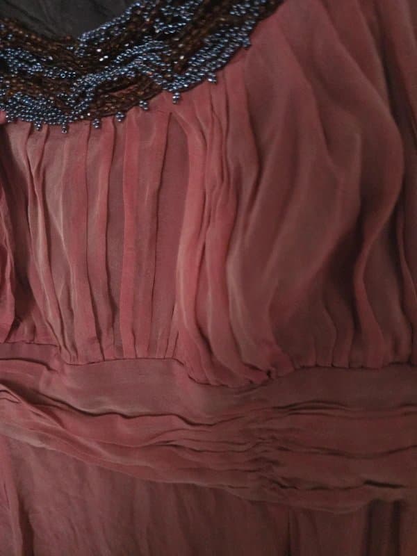 Monsoon BNWT Monsoon brown silk dress with a beaded neckline size XL