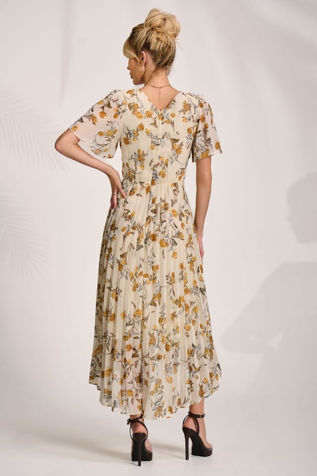 Jolie Moi Jolie Moi Women's Printed Chiffon Pleated Maxi Dress - 2