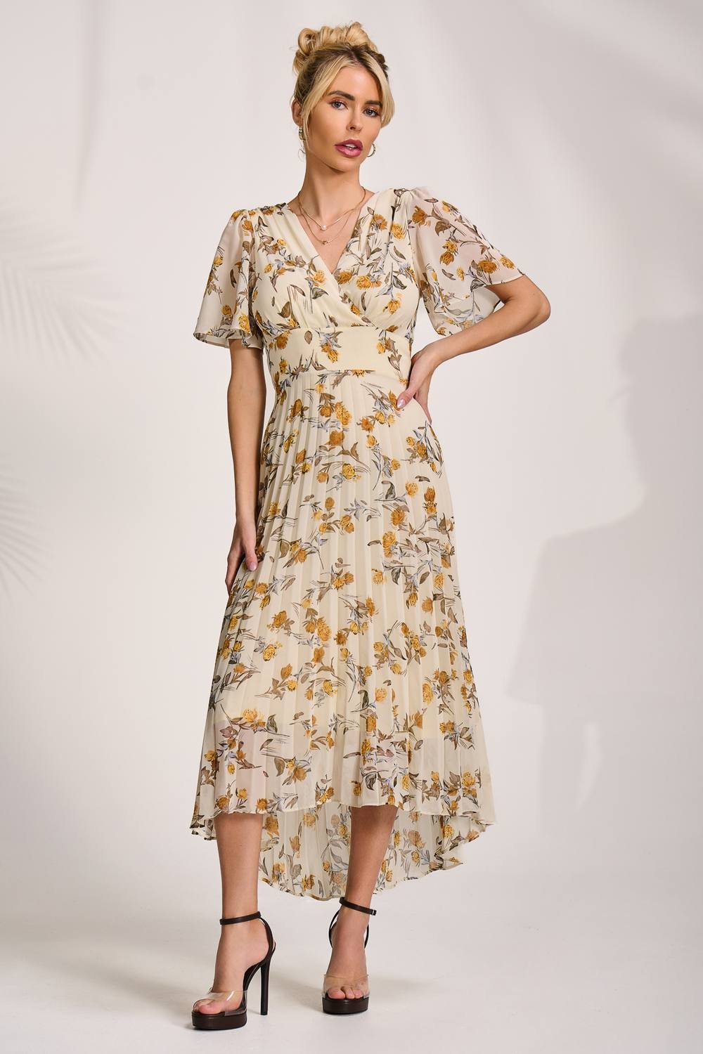 Jolie Moi Jolie Moi Women's Printed Chiffon Pleated Maxi Dress - 3