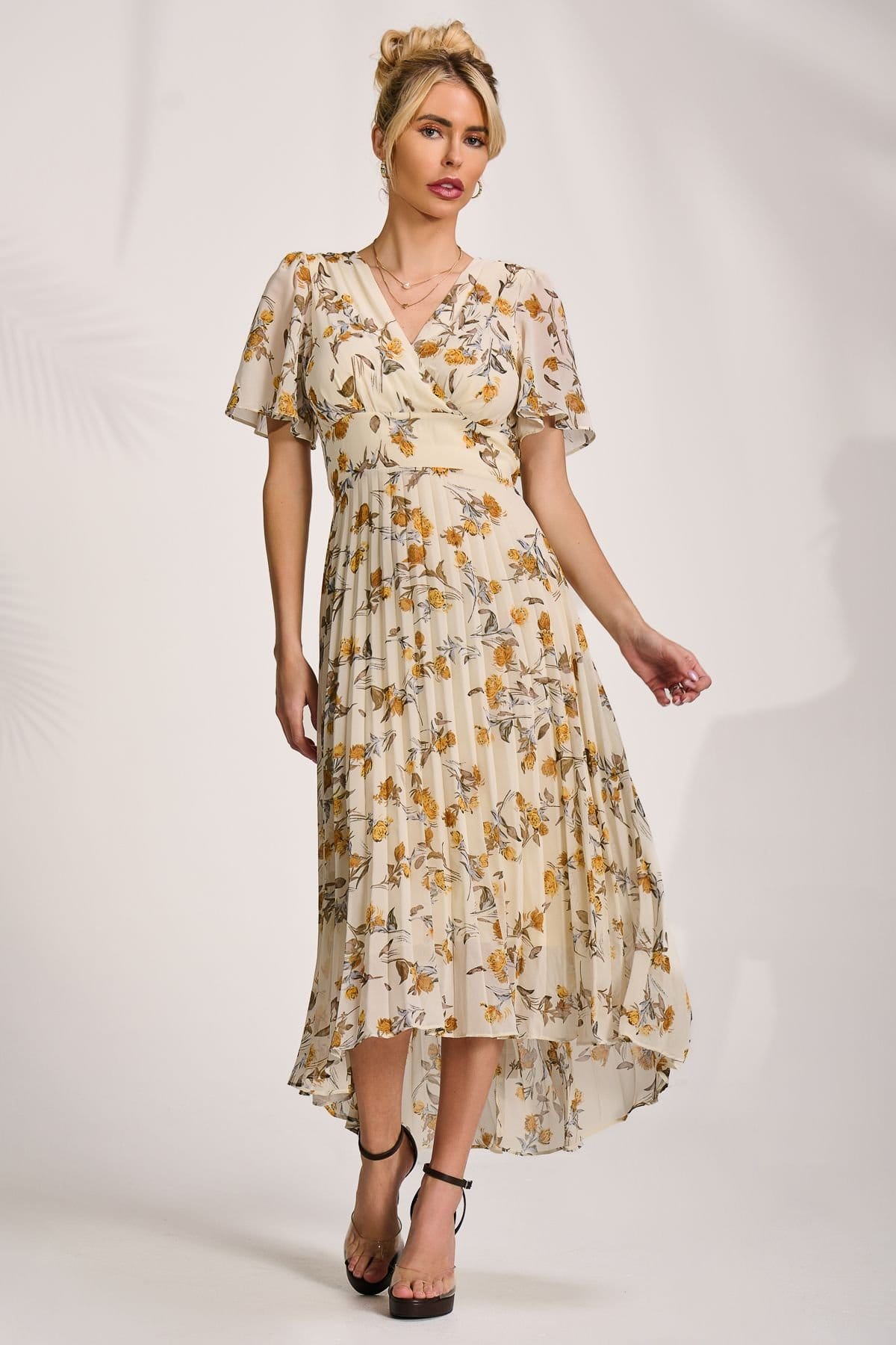 Jolie Moi Jolie Moi Women's Printed Chiffon Pleated Maxi Dress - 4