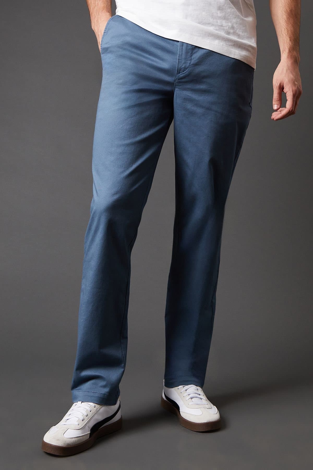 Burton Burton Men's Mid Blue Slim Fit Chino Trousers
