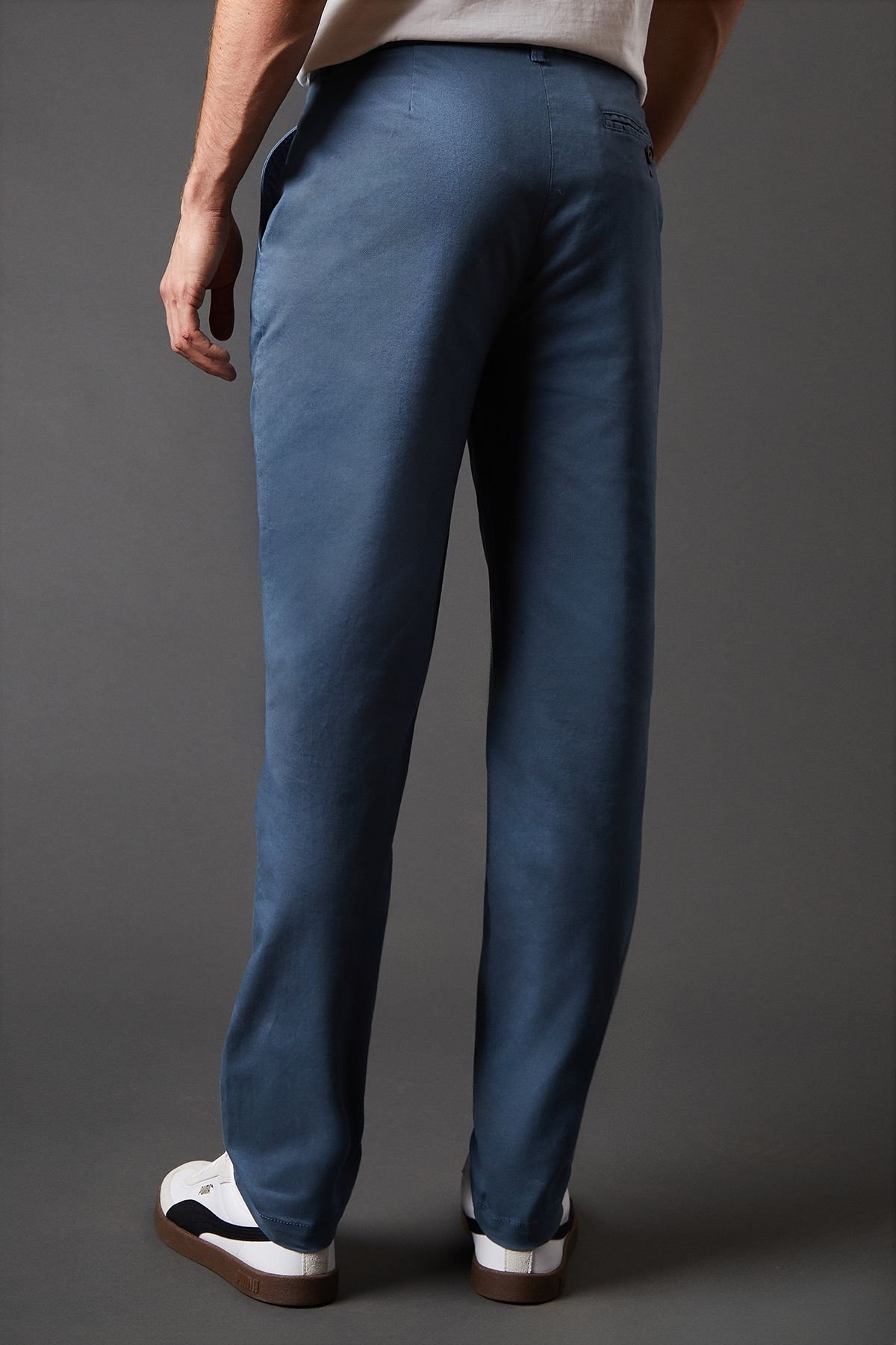 Burton Burton Men's Mid Blue Slim Fit Chino Trousers - 3