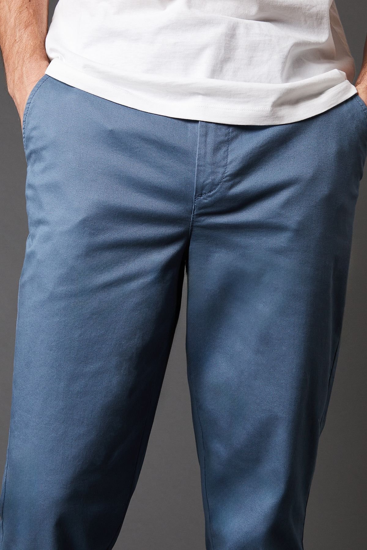 Burton Burton Men's Mid Blue Slim Fit Chino Trousers - 4