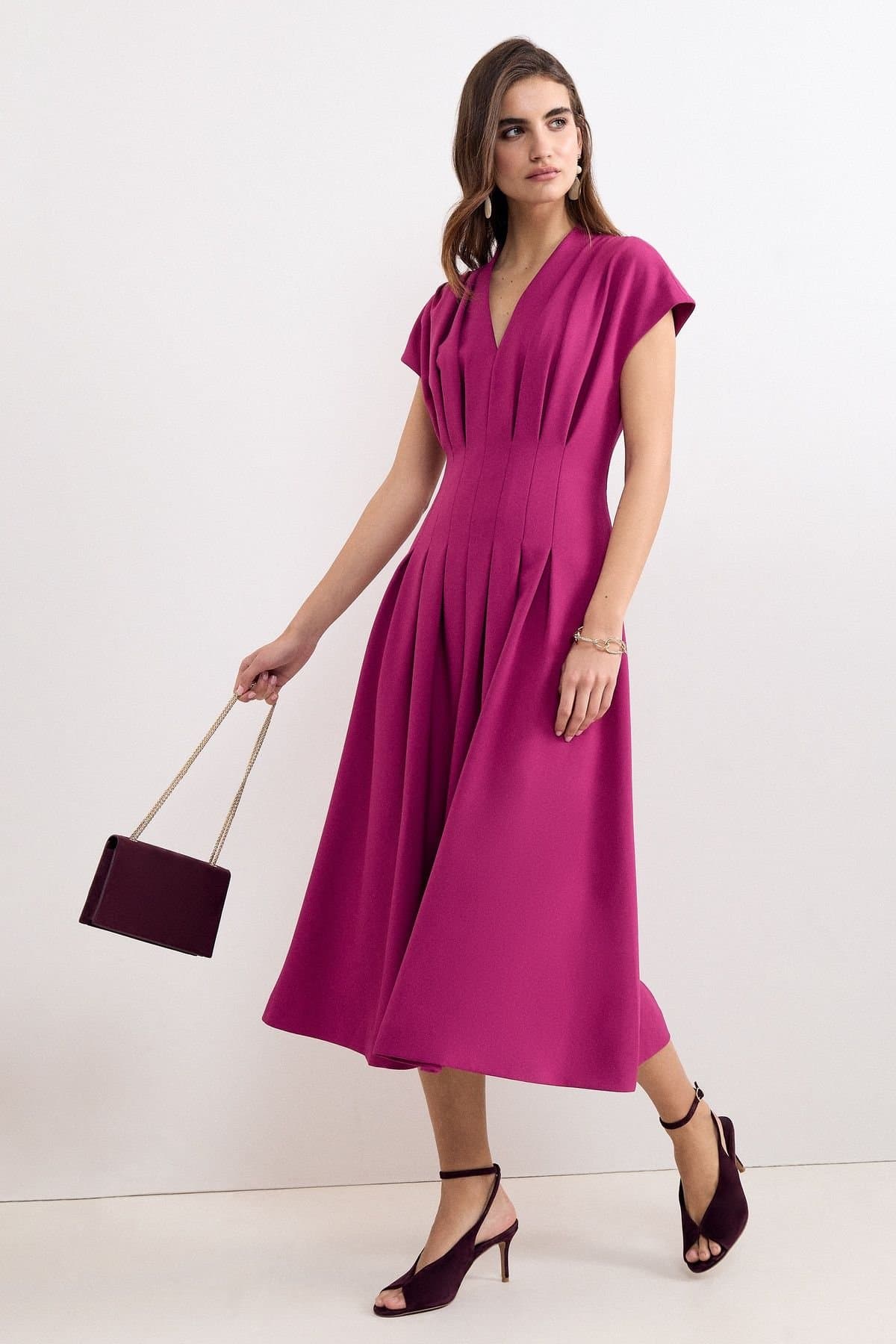 Phase Eight Phase Eight Women's Hanna Pleated Dress in Fuchsia