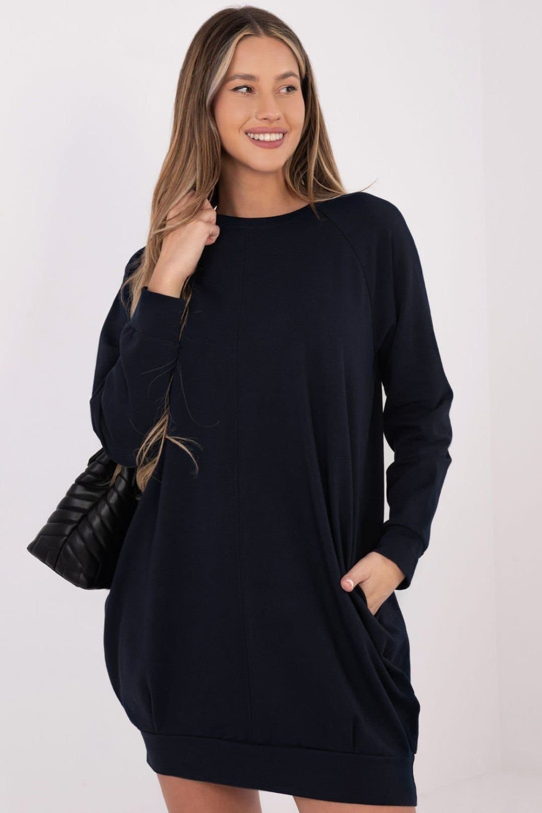 Love Lace Love Lace Women's Cotton Elastane Sweatshirt Dress with Pockets Style 223044 in Blue